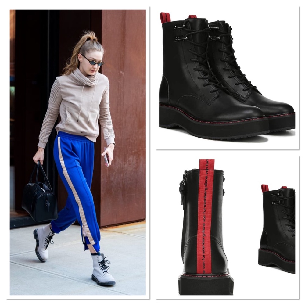 🔥”SOLD OUT”-NO LONGER AVAIL-NIB DVF “IT GIRL” IN SUBTLE LEATHER COMBAT BOOTS!